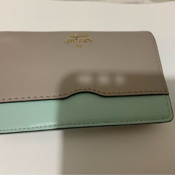 NWOT Kate Spade Phillips Road Dara Wallet Zip Around Bone Grey / Misty Mint $158 - Picture 6 of 10